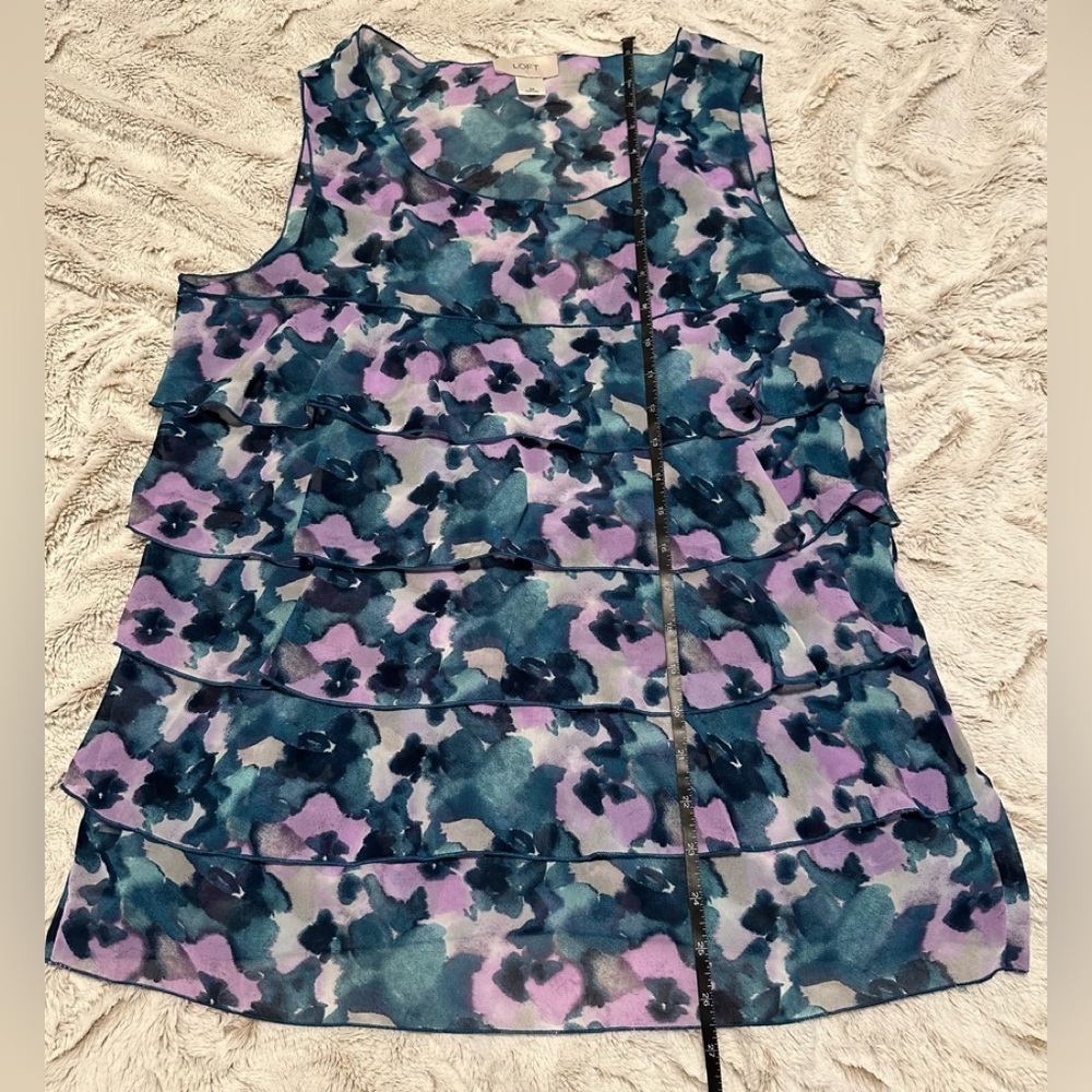 LOFT Floral Tiered Ruffle Blouse - Picture 6 of 7